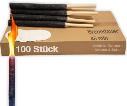 100 St Wachsfackeln 45 Min. Brennzeit Lagerfeuer kleine Fackel
