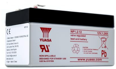Yuasa NP1.2-12 12V UPS Backup Alarm/Emergency Lead Acid Battery | Reliable & Durable Lead Acid Battery, Ideal for UPS Backup & Emergency Use