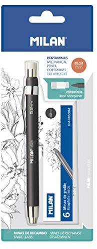 MILAN® Portaminas profesional, Grafito, 5.2 mm con minas de recambio, Negro