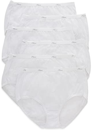 Hanes Womens High-waisted Panties, 6-pack, Moisture-wicking Cotton (Colors May Vary) Briefs-underwear, White, 6 US