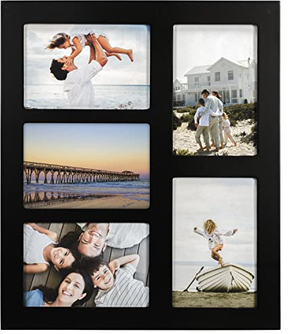 Malden 4x6 5-Opening Collage Picture Frame - Displays Five 4x6 Pictures - Black