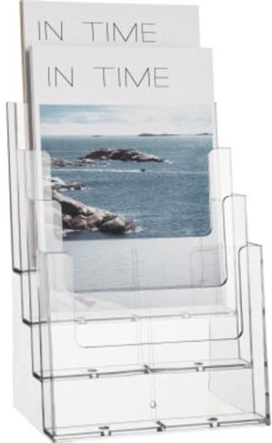 Helit H2352402 - Tischprospekthalter mit 4 Taschen, DIN A4, Hochformat, glasklar