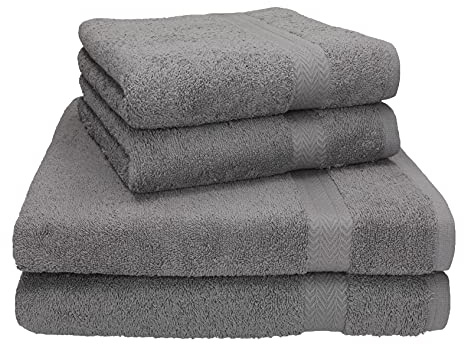 Betz Premium Handtuch Set 4-teilig – 2 Duschtücher 70×140 cm & 2 Handtücher 50×100 cm, 100% Baumwolle 470 g/m², saugstark & weich, Oeko-TEX® Farbe anthrazit