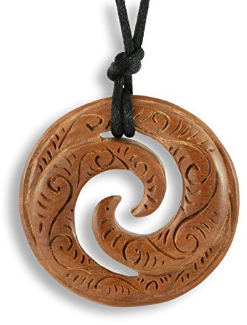 Island Piercings Handgefertigter Anhänger Koru im Maori Design aus Holz inkl. Band PB325