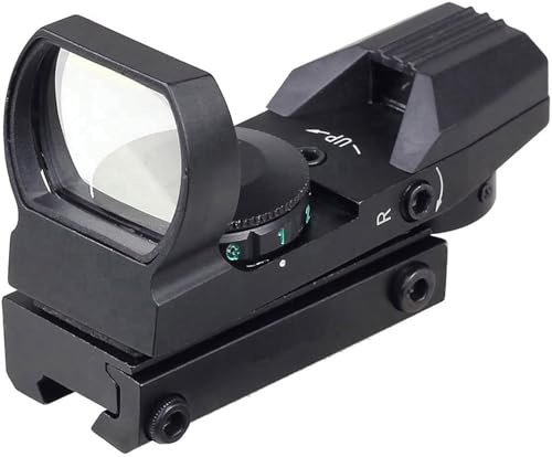 MAYMOC Mira Reflectante roja y Verde con 4 retículas, Montura de Cola de Milano de 3/8 para riel de 11 mm y 22 RF de Airgun Airsoft