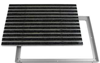 EMCO Eingangsmatte DIPLOMAT Rips anthrazit 12mm + ALU Rahmen Schmutzfangmatte Fußabtreter Antirutschmatte, Größe:60x40cm