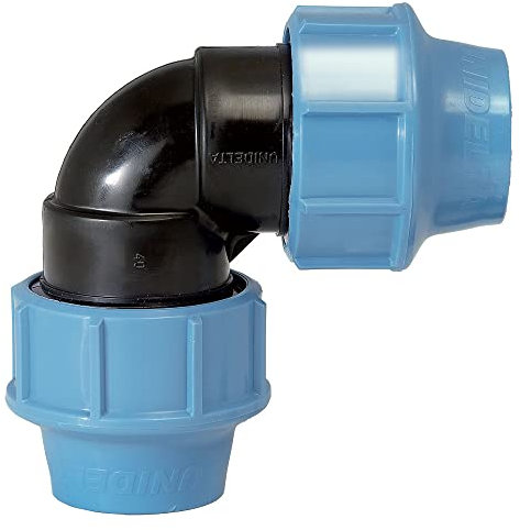 Gomito A 90° In Polipropilene Pn16. A Compressione, Conforme Alle Vigenti Normative Uni-Iso-Din-Afnor E Alle Norme Per Convogliamento D'Acqua Potabile E Fluidi Alimentari.