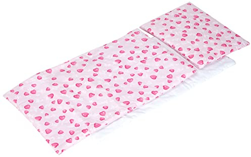Pinolino - 28350-7 - Accessoire Poupée - Textile pour Lit de Poupées - 3 Pièces - Design Coeur Rose