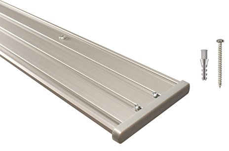 iso-design Gardinenschienen 4 läufig aus Aluminium in alu Silber - vorgebohrt, 450 cm (3 x 150 cm)