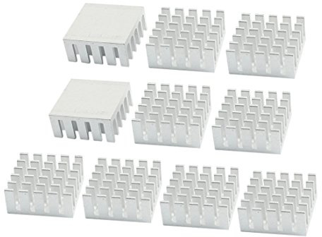 sourcing map Aluminum Heatsink 22x22x10mm, 10Pcs, Silver, for CPU/Memory/3D | Aluminum heatsink cooler heat fins, 22x22x10mm, 10-pack, silver tone, for cooling AM CPU/memory/3D printer components