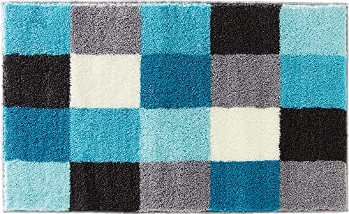 Erwin Müller Badematte Kreta türkis Größe 60x90 cm, Badteppich, Badvorleger rutschhemmend - kuscheliger Hochflor, für Fußbodenheizung geeignet
