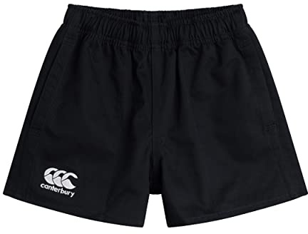Canterbury Junior Unisex Professional Cotton Shorts | Rugby Short | Internal Drawstring & Pockets | Gym/Training Short Gym Shorts, Black, 10