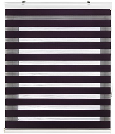 Blindecor Vela | Rollo nacht und tag premium mit galerie | Violett, doppelrollo 120 x 180 cm (BxH) | Stoffgröße 117 x 175 cm | Elegantes Tag und Nacht rollo