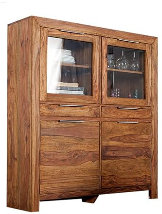 invicta INTERIOR riess-Ambiente.de Massives Design Highboard Pure Sheesham Holz Stone Finish 140cm Schrank Board Wohnzimmer Esszimmer Vitrine