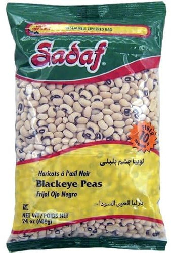 Sadaf Black-Eyed Peas 24 oz. - Blackeye pea beans - Bulk Dry Black Eyed Peas in a Resealable Bag - Natural, Vegan, Kosher
