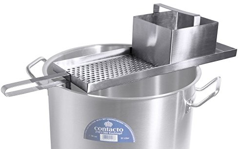 Spätzle-/Knöpflehobel, groß aus Edelstahl 18/10, mit halber/voller 7 mm Lochung, mit Topfhalterung, schwere Qualität/für kurze Knöpfle oder lange Spätzle | ERK (Für lange Spätzle)