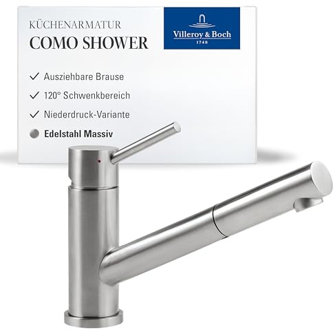 Villeroy & Boch Como 925211LC Single-Lever Sink Tap Solid Stainless Steel, Low Pressure