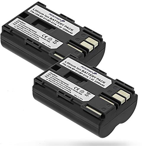 Fosmon Canon BP-511/BP-512 [High Capacity] 2200 mAh 7.4 V Replacement Li-Ion Batteries (Pack of 2) for Digital Cameras Canon EOS 10D, 20D, 30D, 40D, 50D, 5D, D30, D60, PowerShot G1 etc