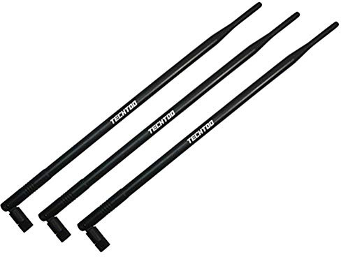 TECHTOO 9dBi Omni WiFi Antenna with RP-SMA Connector for Wireless Network Router/USB Adapter/PCI PCIe Cards/IP Camera/Wireless Range Extender(3-Pack)