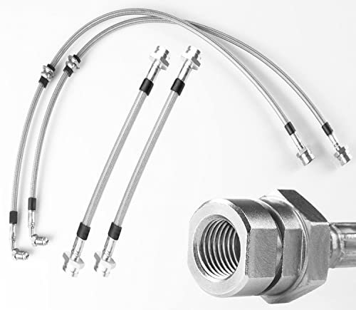 Techlinger Edelstahl Bremsschläuche für Audi TT 8N3 1.8 T - 180 PS (V2A Edelstahl) - Komplett Kit, Silber, 4 Stück