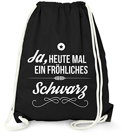 MoonWorks Turnbeutel - Ja heute mal ein fröhliches schwarz - Spruch Sprüche Gymbag Schwarz unisize