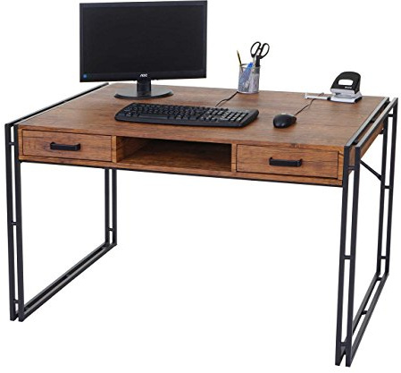 Mendler Schreibtisch HWC-A27, 122x70cm, 3D-Struktur - Wildeiche-Optik | Bürotisch, Computertisch