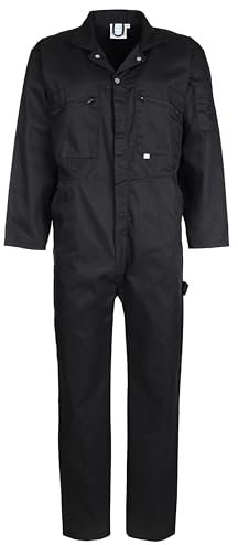 Fort - Zip Front Coverall - Black - 44 - Handy Pockets - Work Overalls for Men