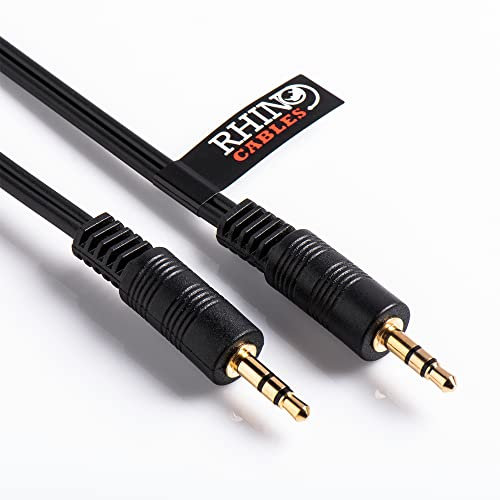 rhinocables Aux Cable 3.5mm Gold Audio Stereo Jack Cable, Male to Male for Car, Headphone, Earphones, Smartphone, Tablet, Headset, MP3, MP4, TV Speaker, Home Stereos, MP3, HiFi (2m)