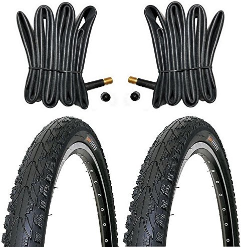 AGGRO-X Fahrradreifen 26 Zoll 50-559 26x1.95 Schwarz 2er-Set | Pannensicher, inkl. 2x Schlauch AV Ventil