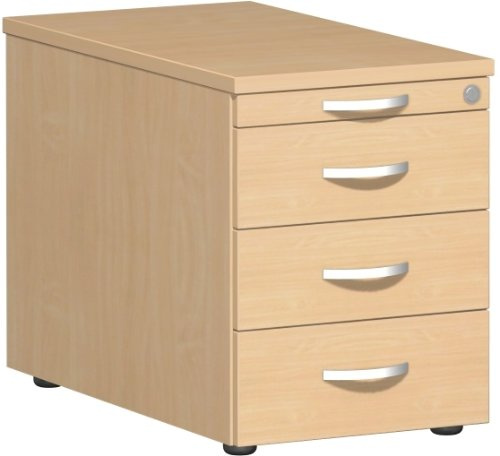 Gera Möbel S-530351-BU/BU Rollcontainer Venedig mit 3 Metall-Schubfächern und 1 Materialschubfach, 43 x 80 x 56,6 cm, buche