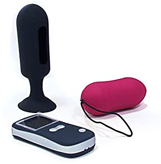 DORCEL Genius Secret Vibe - Oeuf Vibrant Télécommandé en Silicone Hypoallergénique, Sextoy avec Plug Stimulateur Anal à 10 Modes de Vibration, Noir & Rose