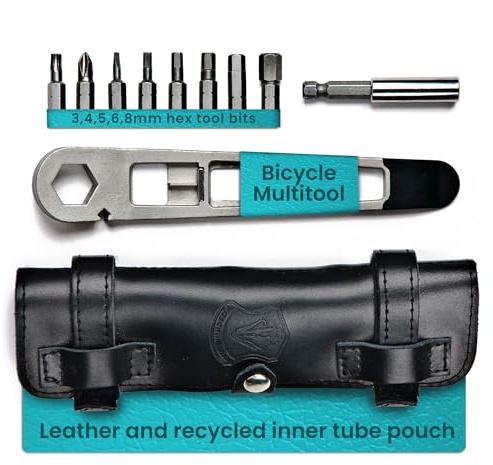 The NUTTER All in One Bike Tools by Full Windsor- Portable Bike Multi Tool and Bicycle Repair Kit with Leather Pouch - Accessories for Cycle Tool Kit, Camping Equipment & Bike Maintenance Kit Solution