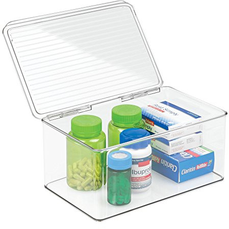 iDesign, Med+, Caja para medicamentos, guarda botellas, botiquín de primeros auxilios, vendas, apósitos, Claro