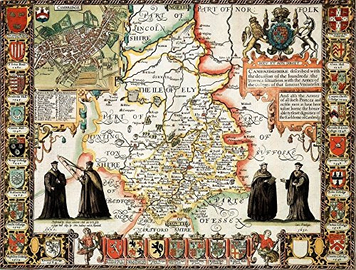 Cambridgeshire Historische Karte 1000 Teile Puzzle (1610) Kostenloser Druck!