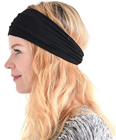 Fascia Elastica Fitness Con Nodo Unisex, Accessori Palestra Donna E Uomo, Tergisudore Tennis & Padel, Fasce Palestra Hair Band Nero