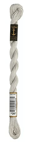 Anchor Perlgarn Stärke 5 4585000-00397 perlgrau Stickgarn, 100 % Baumwolle, 5g Strängchen