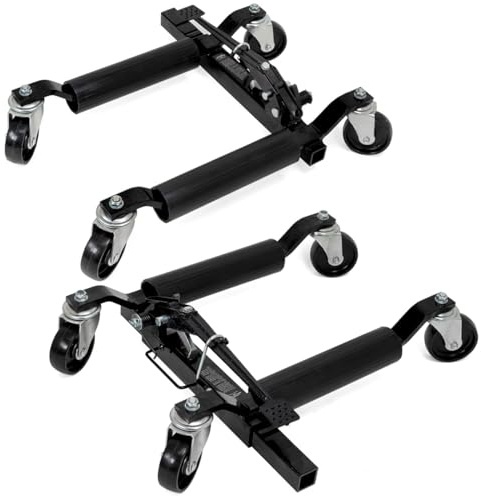 XtremepowerUS Set of (2) Wheel Dolly Car Skates Vehicle Lift Positioning Tire Jack Ratcheting Foot Pedal Lift Mechanic Car Wheel, 1,250lbs, Black