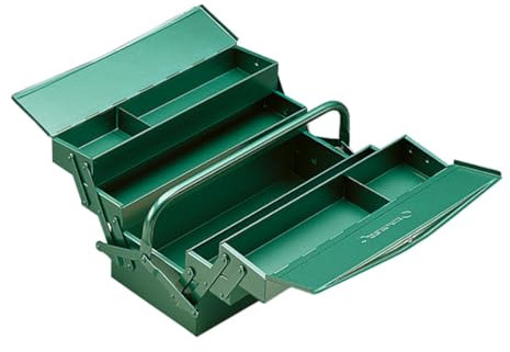 STAHLWILLE 83/09 Tragekasten zur Werkzeugaufbewahrung l Robuste Werkzeugkiste aus Stahlblech mit 5 Fächern l 420 x 200 x 200 mm