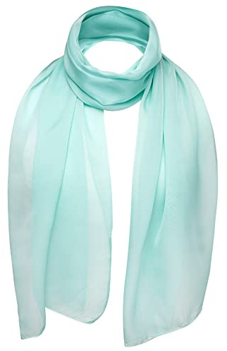 Basic Sense Sciarpa in chiffon trasparente, morbida, tinta unita, da donna, ben cucita, Acqua, Etichettalia unica