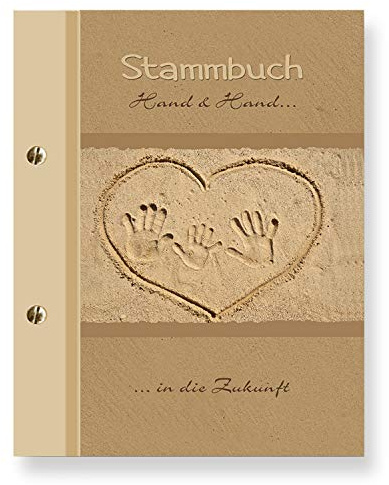 Stammbuchshop stb Hand_Kind_a5 Familienstammbuch BilddesignerfolieKunstleder Beige 23 x 18 x 1 7 cm stb_Hand_in_Hand_Kind_a5