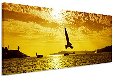 Sinus Art 150x50cm Wandbild – Panoramabild auf Leinwand Istanbul Bosporus