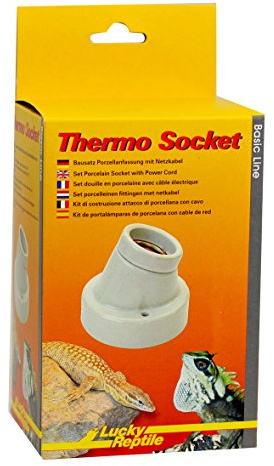 Lucky Reptile Thermo Socket - Vinklad porslinssockel - E27 lamphållare med nätkabel - Sats med monteringsmaterial - Kompatibel med lampor upp till 150 W - Terrariumtillbehör