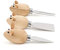 Kikkerland 3 Blind Mice Set Tre Coltelli da Formaggio, Acciaio, Legno, 15x5x15 cm, 3 unità