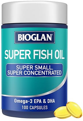 Bioglan Super Fish Oil – High Strength Omega-3 with EPA & DHA – Supports Heart, Brain & Eye Health – Small Easy-to-Swallow Capsules -100 count