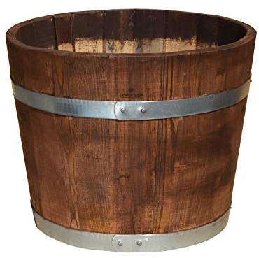 Temesso Blumentopf, Blumenkübel aus Kastanien-Holz - Fass, Holzfass als Pflanzkübel - Bottich, Holzkübel palisanderfarben (D40 H35cm palisander)