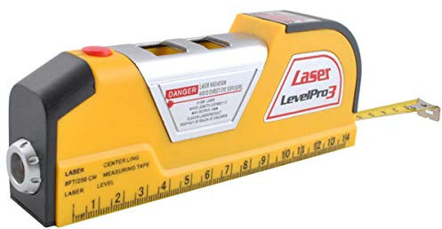 HDEO - Mètre Ruban Jaune 2.5 mètres avec Niveau et Laser