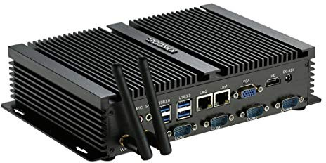 KINGDEL Mini computadora, Nettop, HTPC sin Ventilador con CPU Celeron 1037U, 4GB de RAM, 64GB SSD, HD Graphics, 2 * NICs, 4 * COM RS232, HD, WiFi, 4 * USB 3.0