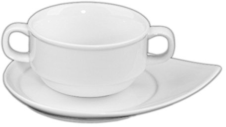 Holst Porzellan TH 025 SET 2 CF Suppentasse/Suppen Obere 0,25 L auf Untere CF, weiß, 18 x 14 x 6.4 cm