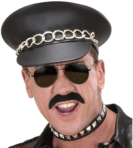 W WIDMANN MILANO Party Fashion 5112R - Hut Hard Rock, aus Kunstleder, Biker, Hut, Kopfschmuck, Accessoire, Karneval, Mottoparty