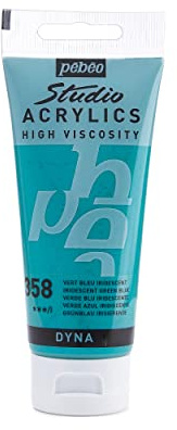 Pébéo - Acrylic Fine Studio Acrylics - Acrylfarbe für Künstler - Farbe für Profis und Anfänger - Leuchtende und pigmentierte Farbe - Grün Blau Iridescent - 100 ml